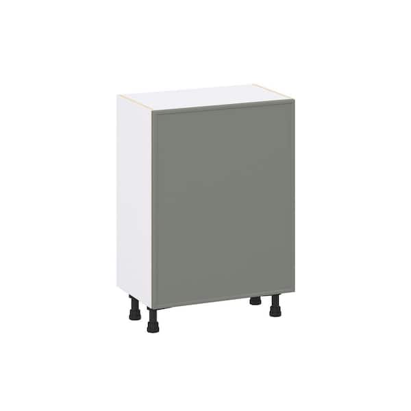 J COLLECTION Fairview 24 in. W x 14 in. D x 34.5 in. H Assembled Slim Shaker Full Height Door Base Cabinet in Moss Green w/ 3-Drawers
