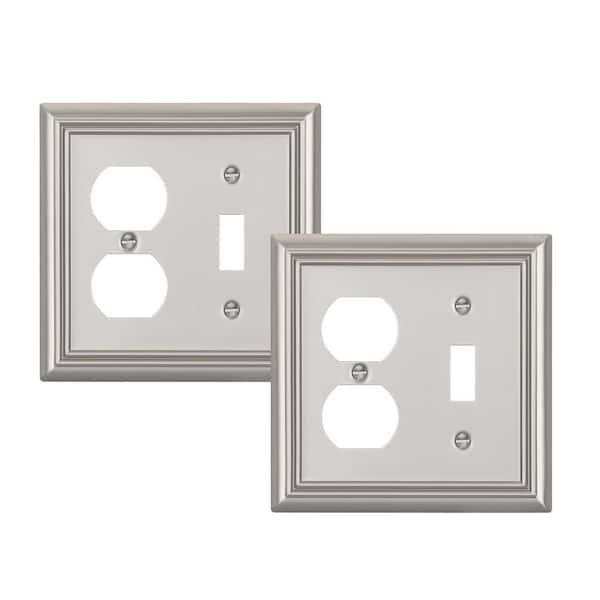 DEWENWILS Combo Metallic 2-Gang Brushed Nickel 1-Toggle/ 1-Duplex Metal Wall Plates (2-Pack)