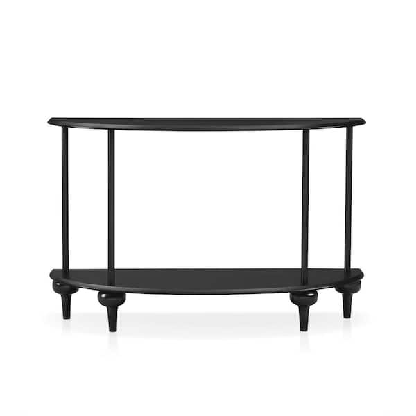 Soela 47.3 in. Black Half Moon Composite Engineered Wood Console Table With Shelf