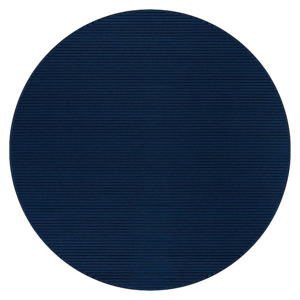 Oasis Non-Slip Navy 6 ft. Round Solid Indoor Area Rug