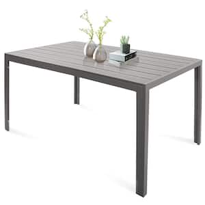 Aluminum Gray Outdoor Dining Table with Double Layer Frame Design