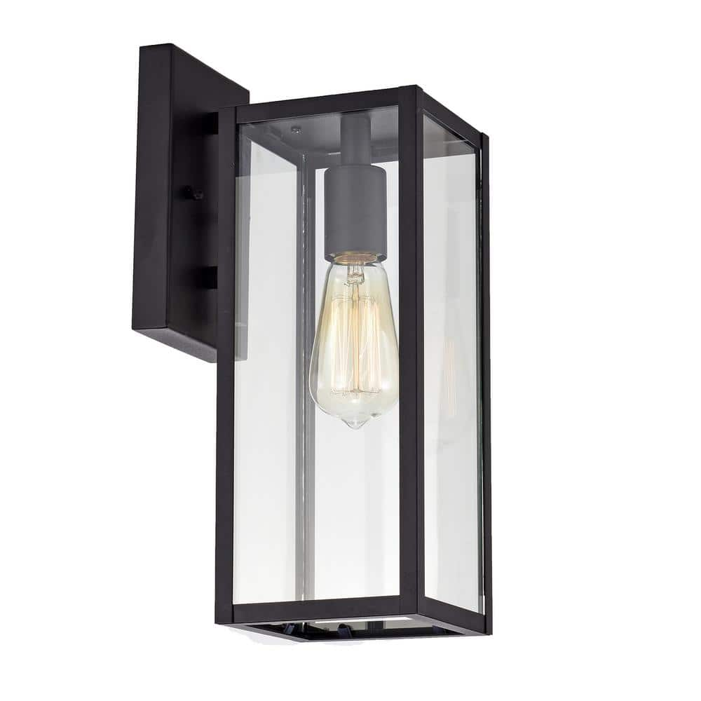 Jushua 1-Light Matte Black Outdoor Wall Lantern Sconce with Anti-Rust ...