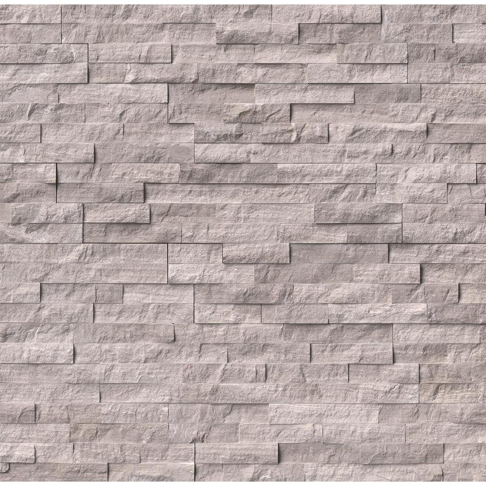 MSI Take Home Tile Sample - Gray Oak Split Face Ledger Panel 4 in. x 4 in. Marble Wall Tile, Gray Oak Splitface -  MGRYOAK624P-SAM