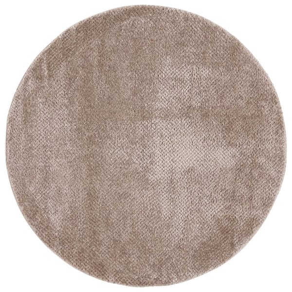 SAFAVIEH Penelope Shag Taupe 7 ft. x 7 ft. Gradient Solid Round Area Rug