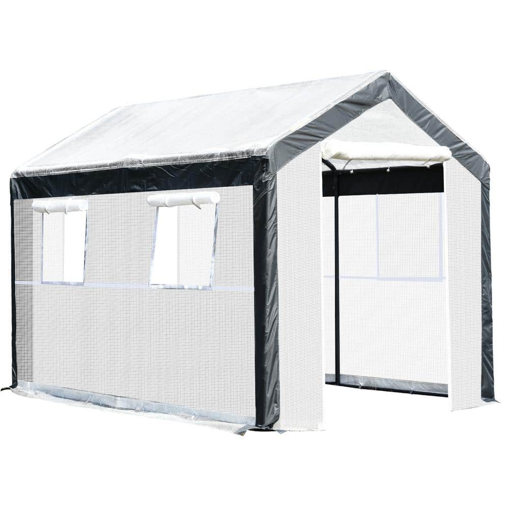Outsunny 118 in.L x 78.75 in.W x 78.75 in.H Walk-in Garden Fully Enclosed  Greenhouse w/ Steel Tubing 4 Windows & 2 Zippered Doors 845-298 - The Home  