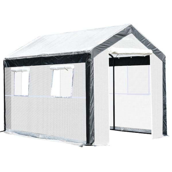 Outsunny 118 in.L x 78.75 in.W x 78.75 in.H Walk-in Garden Fully Enclosed Greenhouse w/ Steel Tubing 4 Windows & 2 Zippered Doors