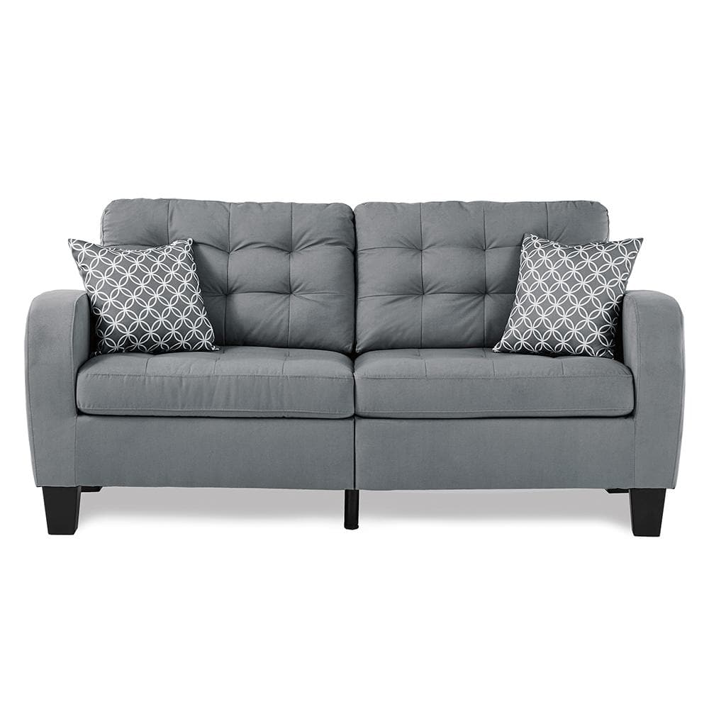 Forte 72.25 in. W Square Arm Textured Fabric Rectangle Sofa in. Gray with 2