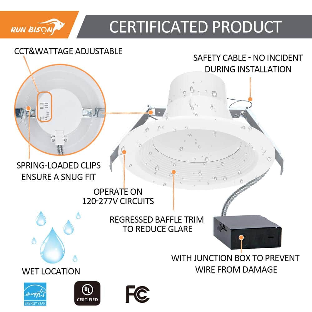 11.5" White Aluminum LED Recessed Lighting Kit, Set of 10