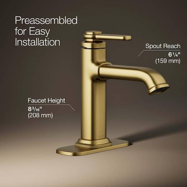 KOHLER Numista Single-Handle Single Hole Bathroom Faucet in Vibrant Brushed Moderne Brass
