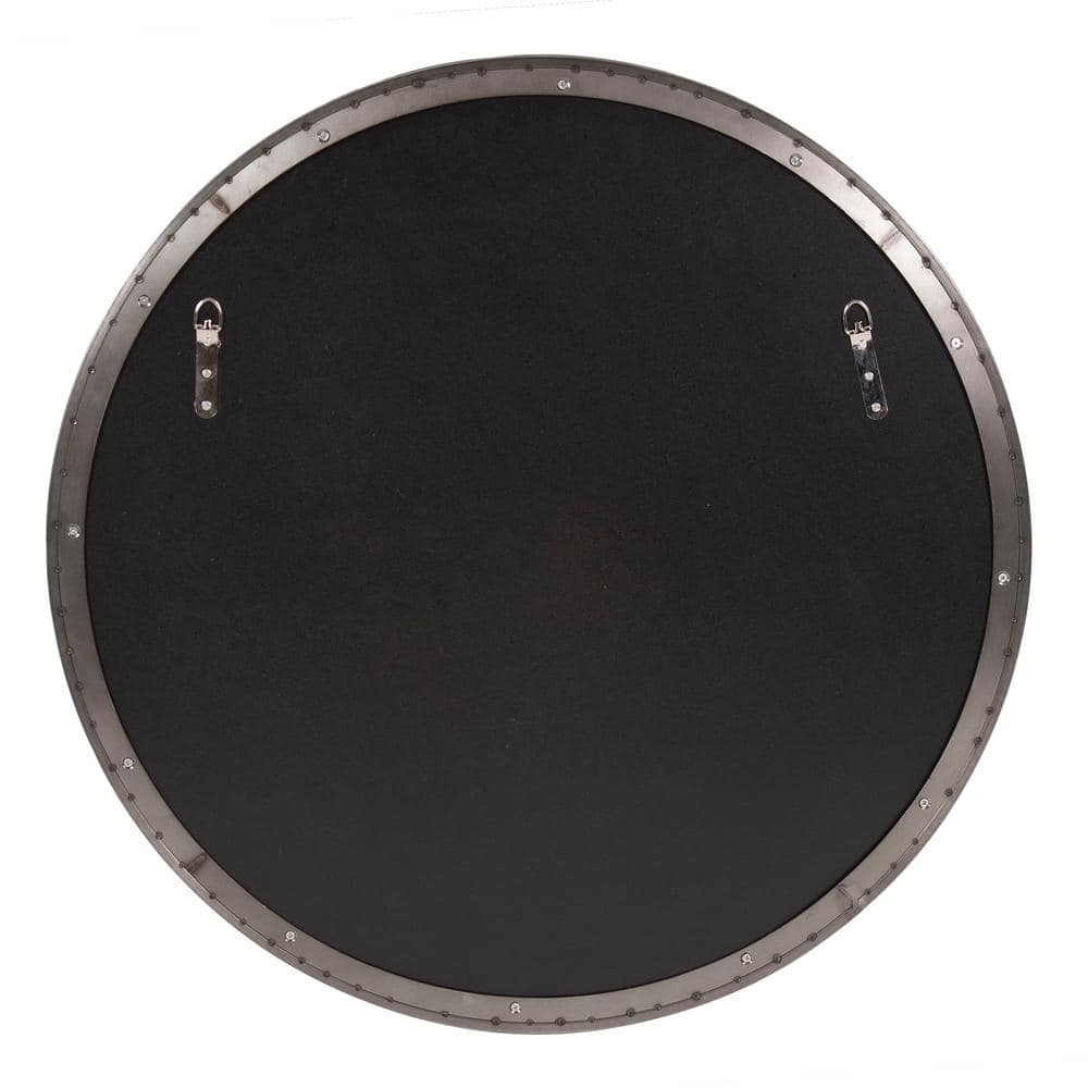 Elegant European Round Brushed Silver Vanity Wall Mirror 30"