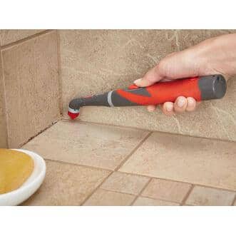 Gray and Red Cordless Electric Power Scrubber with Grip Handle
