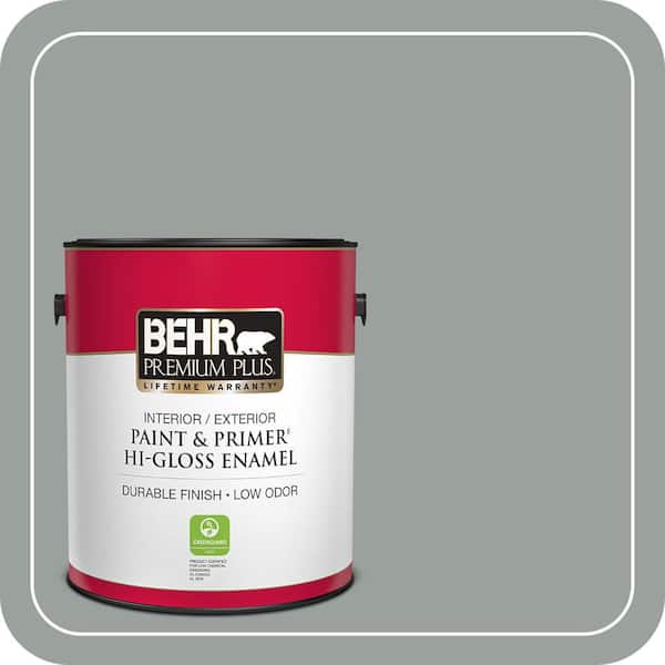 BEHR PREMIUM PLUS 1 gal. #PPU11-16 Brampton Gray Hi-Gloss Enamel Interior/Exterior Paint & Primer