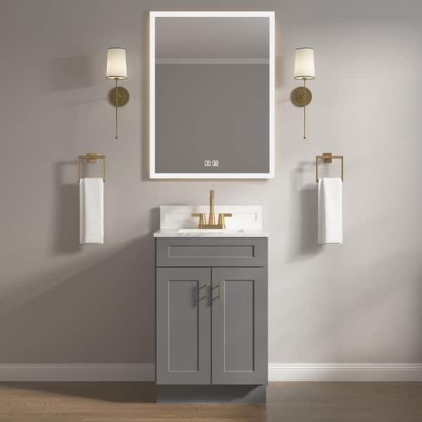 HOMLUX 24 in. W x 21 in. D x 34.5 in. H Ready to Assemble Bath Vanity Cabinet without Top in Shaker Grey