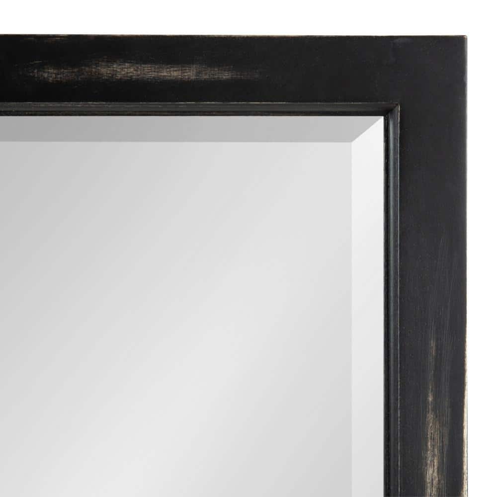 Distressed Black Wood 9-Pane Windowpane Wall Mirror 26x32