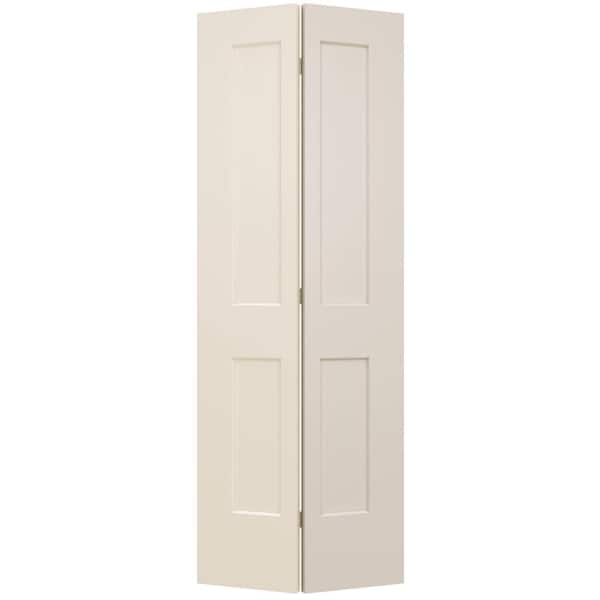 JELD-WEN 30 in. x 80 in. Solid Wood Core Off-White Primed Wood 2-Panel Shaker Bi-fold Door
