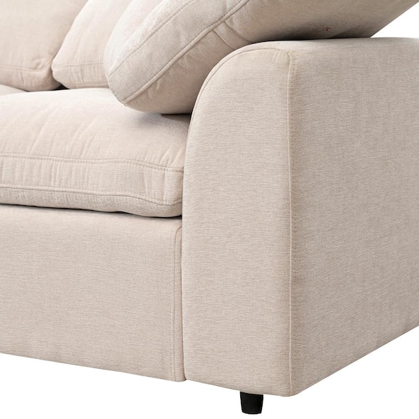 Magic Home 116.14 in. Comfy Beige Curved L-shape Sectional Sofa