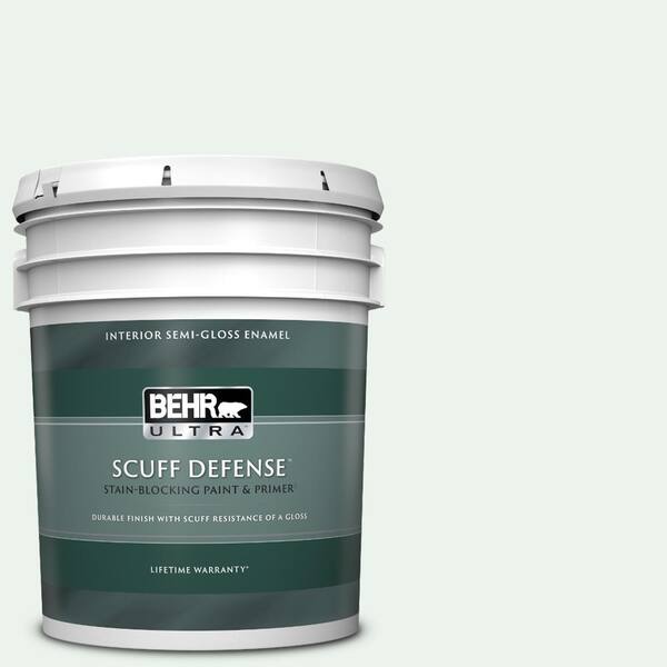 BEHR ULTRA 5 gal. #W-D-500 Cascade White Extra Durable Semi-Gloss Enamel Interior Paint & Primer