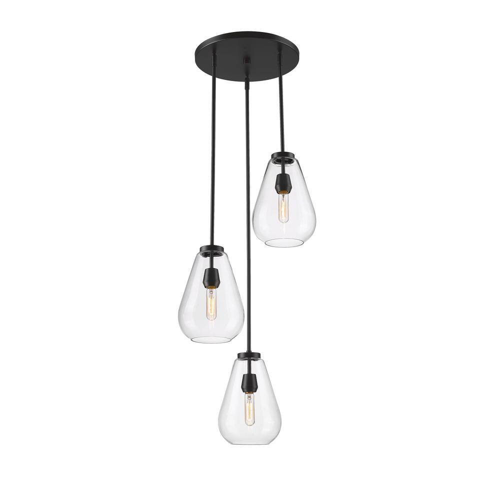 Ayra 3Light Matte Black Round Chandelier with No Bulbs Included 488P8