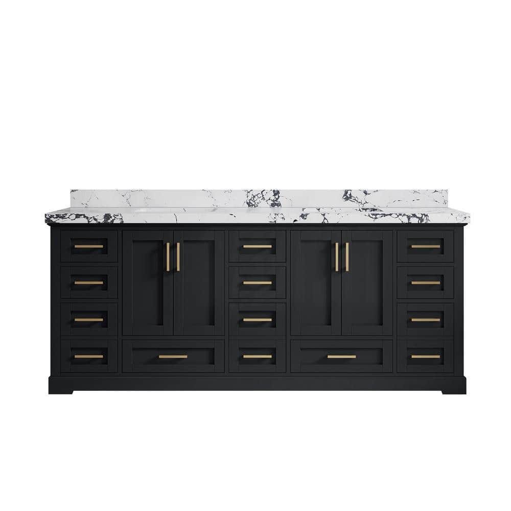 Boston 84 in. W x 22 in. D x 36 in. H Double Sink Bath Vanity in Wrought Iron with 2 in. Viola Night qt. Top price history on PriceWatchPro