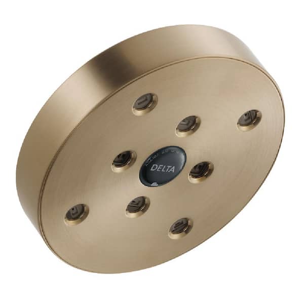 Delta H2Okinetic Gold 1-Spray Patterns 1.75 GPM 5.41 in. Wall Mount Fixed Shower Head in Lumicoat Champagne Bronze