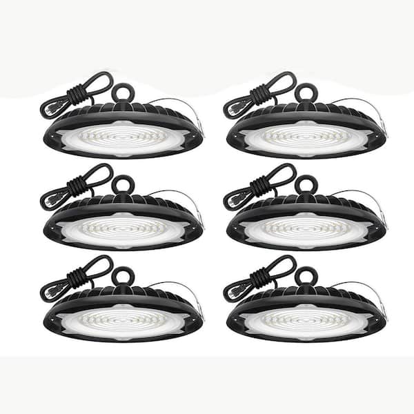 UFO LED High Bay Light 6-Pack 150W 6ft Plug IP65 LED Warehouse Light for Workshop Stadium Garage Lighting