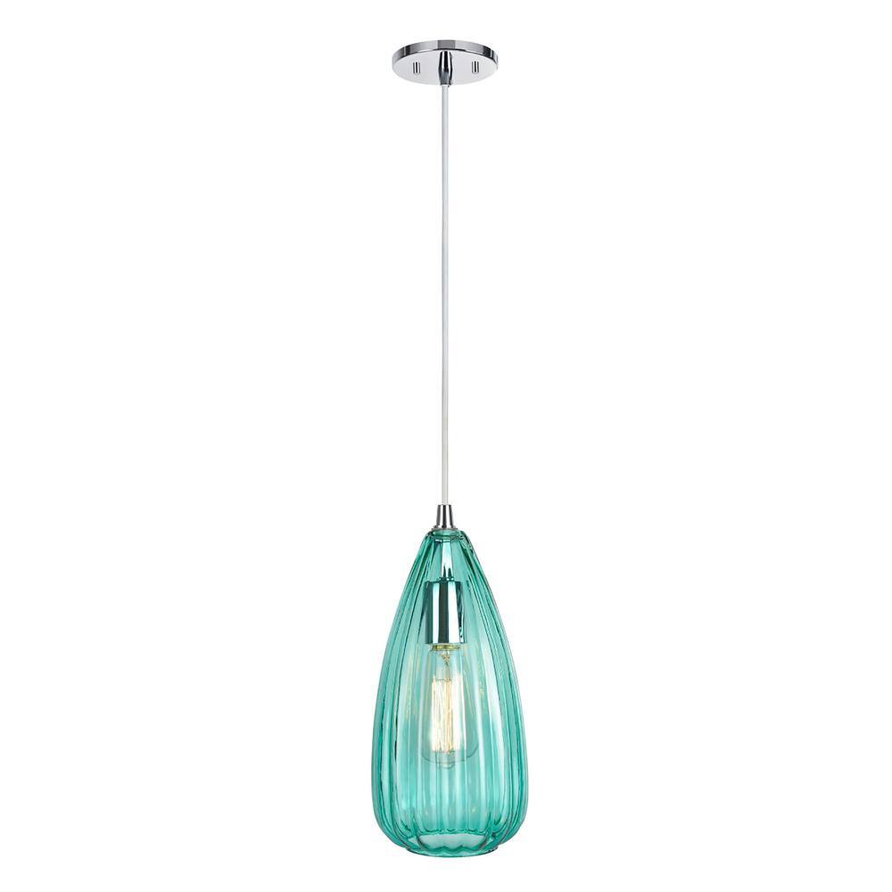 1-Light Chrome Mini Pendant with Surf Green Glass Shade price history on PriceWatchPro