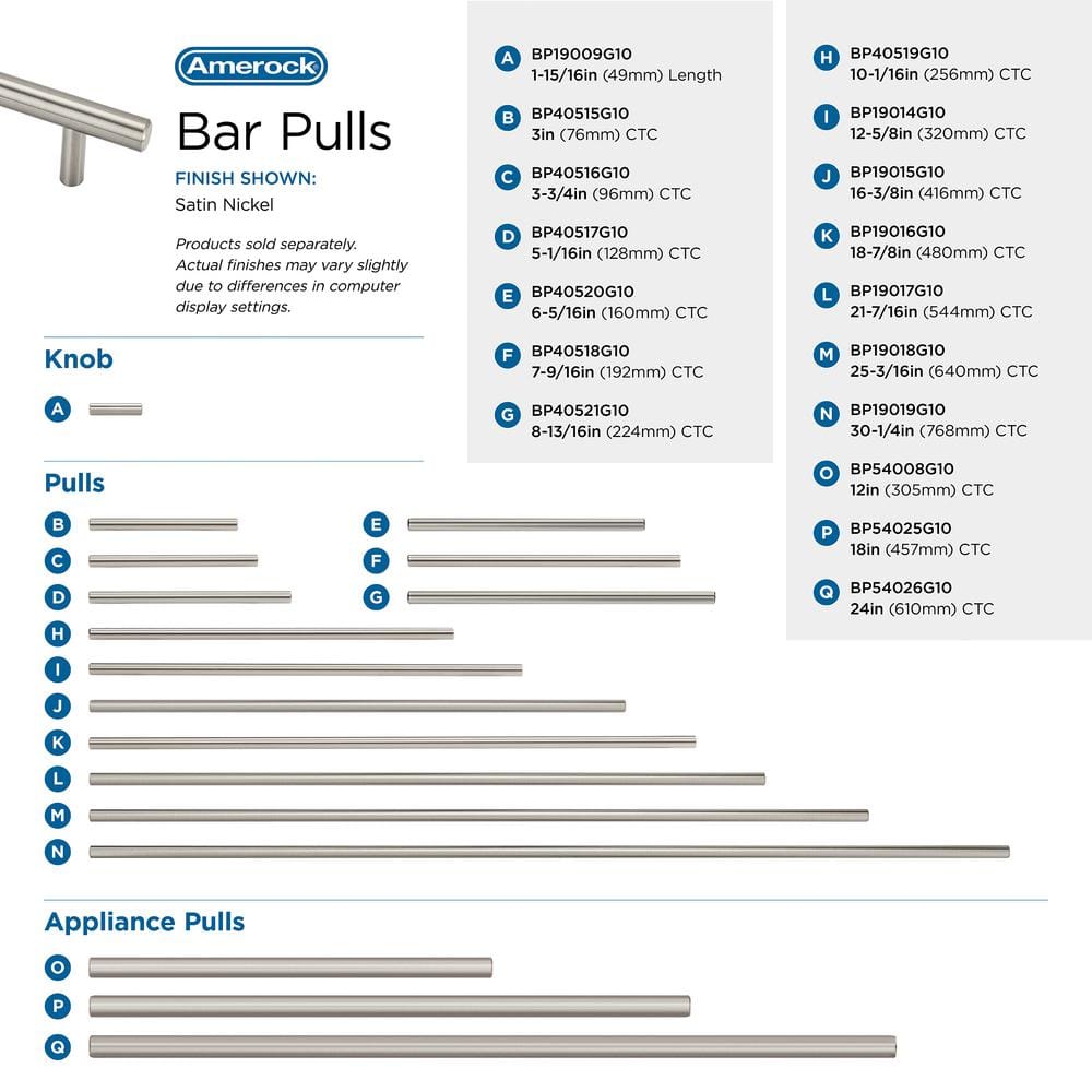 Satin Nickel Brushed Bar Pull Knob with Mounting Hardware