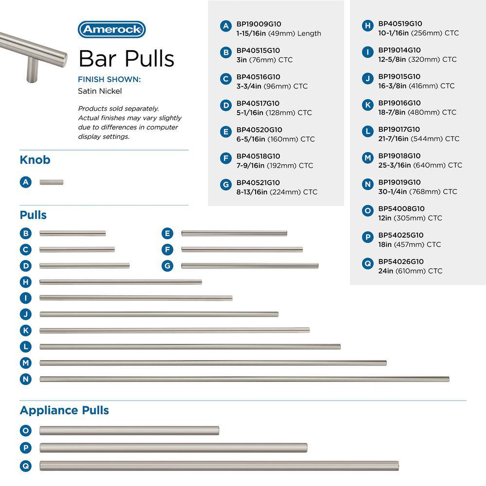 Satin Nickel 3 Inch Modern Bar Cabinet Pulls - 10 Pack