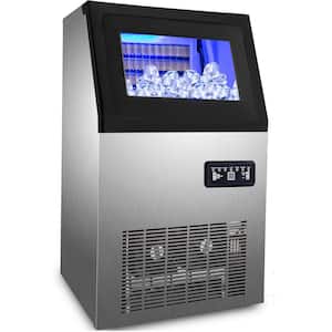 120 lb. / 24 H Ice Machine Commercial Stainless Steel Auto Clean Freestanding Ice Maker Machine in Silver