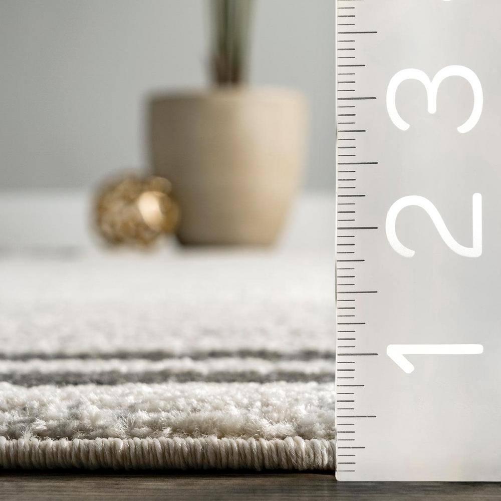 Beige Geometric Border Synthetic Rectangular Area Rug