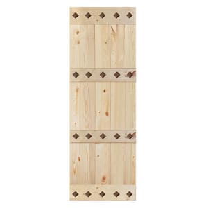 Mid-Century Style 30 in. x 84 in. Unfinished DIY Knotty Pine Wood Sliding Barn Door Slab