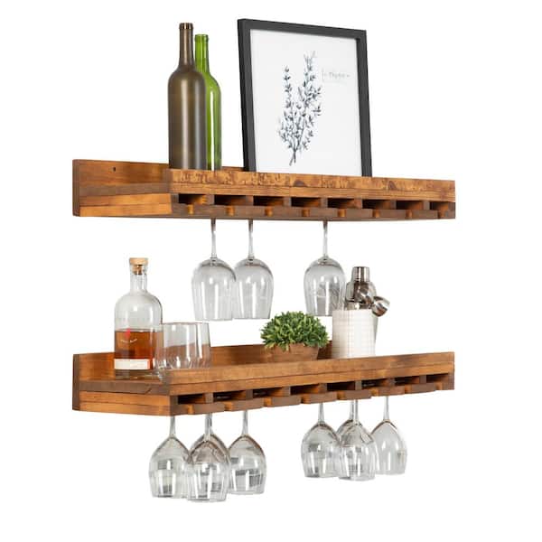 UNDER CABINET Mounted Rustic Wood Wine Rack Hanging Stemware Glass Holder  Organizer Bar Unique Cabinet Mounted 