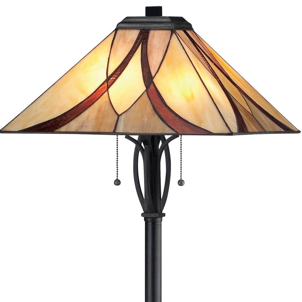 Asheville Bronze 60" Floor Lamp with Tiffany Glass Shade