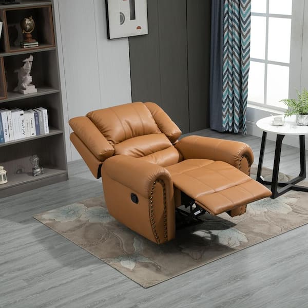 41 25 In Tan Recliner Chair With Air Leather Oversized Chaise Recliner R9878tan Hd The Home Depot