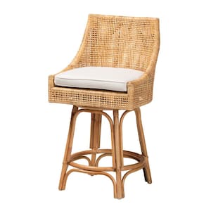 Bella 39.4 in. Natural Rattan Frame Counter Height Bar Stool