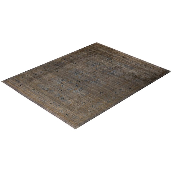 Overdyed Gray 8 ft. x 10 ft. Solid Wool Indoor Area Rug
