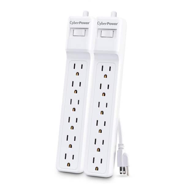 CyberPower 6-Outlet Surge Protector 2 ft. Cord 500J in White (2-Pack)