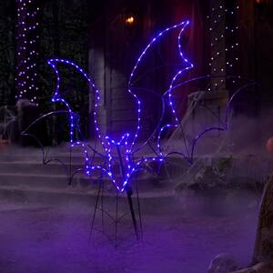 4.5 ft. LED Purple Bat Silhouette Halloween Yard Decoration