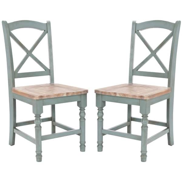 Safavieh Kelley Pale Blue and Oak Wood Dining Chair (Set of 2)
