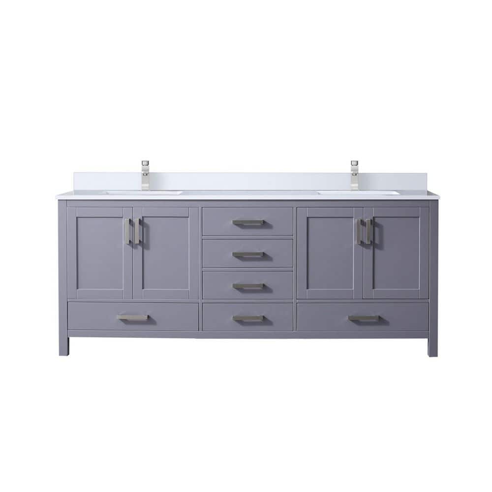 Jacques 80 in. W x 22 in. D Dark Grey Double Bath Vanity with White Quartz Top, and Faucet Set price history on PriceWatchPro