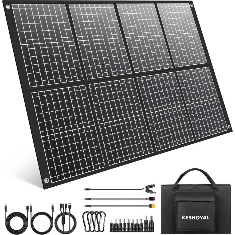 100-Watt Foldable Portable Solar Panel, Monocrystalline Silicon with 5-Volt