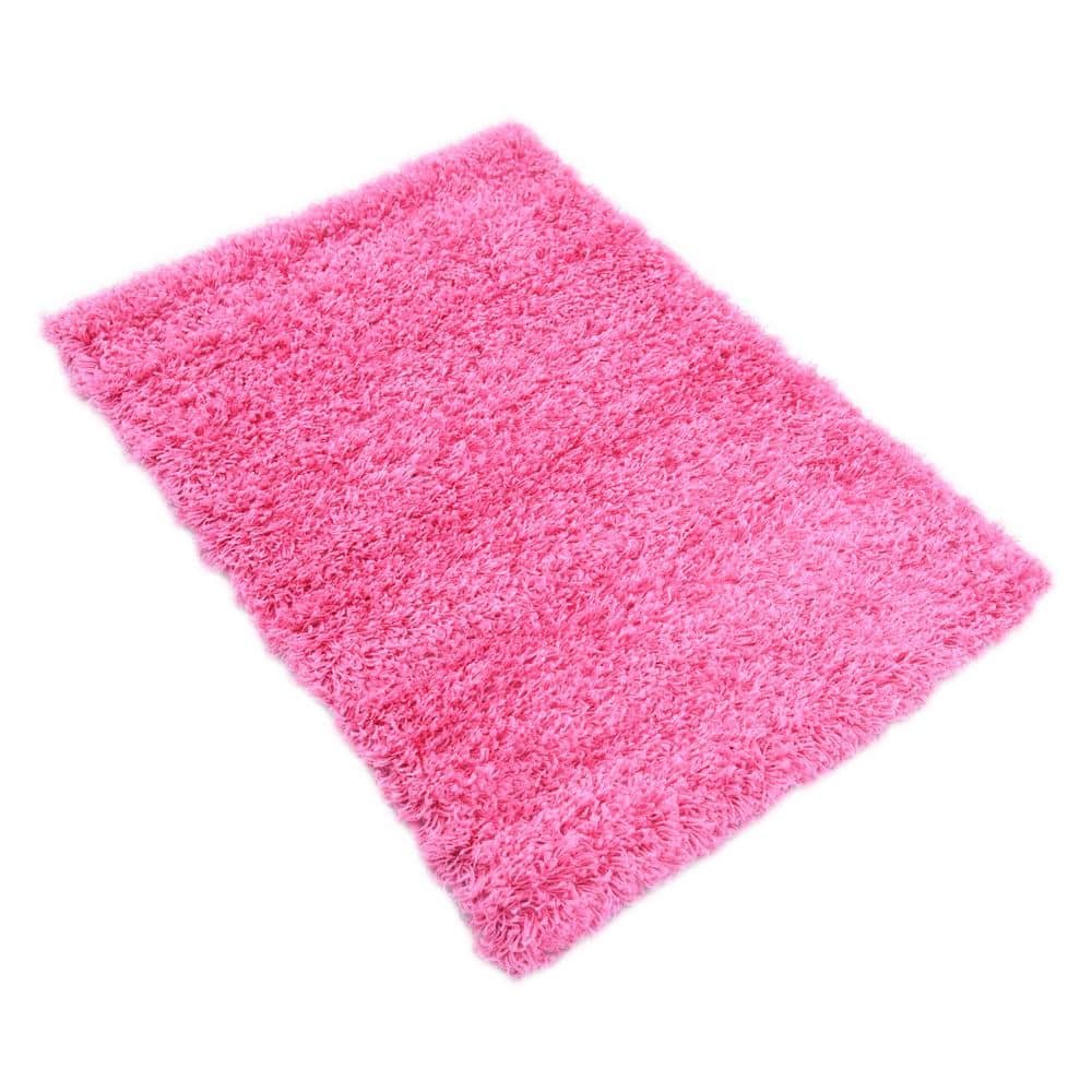 Lush Taffy Pink Shag Area Rug 2' x 3' Rectangular Washable