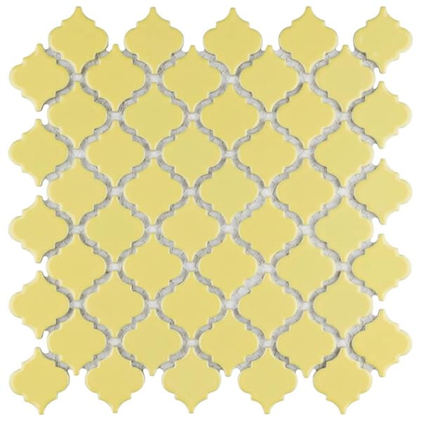 Hudson Tangier Vintage Yellow 12 in. x 12 in. Porcelain Floor and Wall Mosaic Tile (11.0 sq. ft./Case)