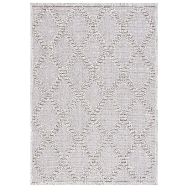 Global Gray/Light Gray 3 ft. x 5 ft. High-Low Diamond Indoor/Outdoor Area Rug
