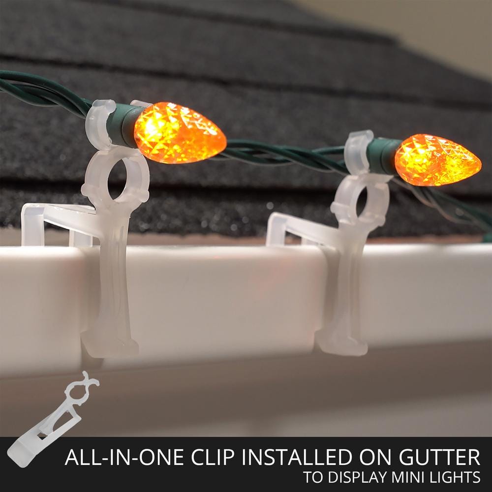 Wintergreen Lighting All-in-One Clear Polypropylene Christmas Light Clips, 100 Pack
