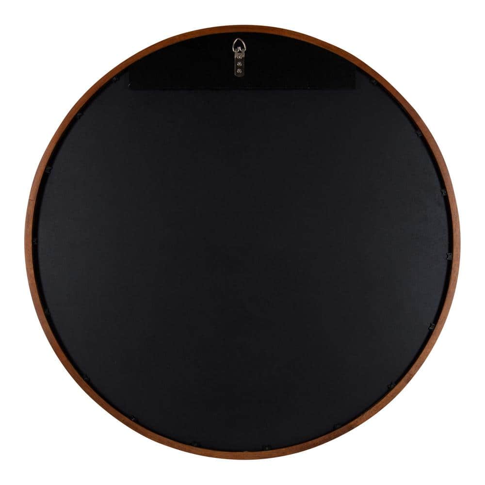 McLean 30" Round Walnut Wood Bathroom Vanity Mirror