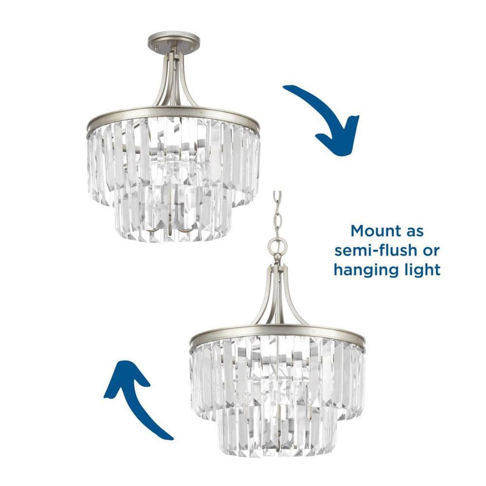 Silver Ridge Crystal Semi-Flush Convertible Ceiling Light