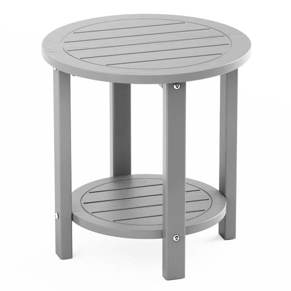 Mximu 16.9 in. H Gray Round Double Layer Plastic Adirondack Outdoor Side Table