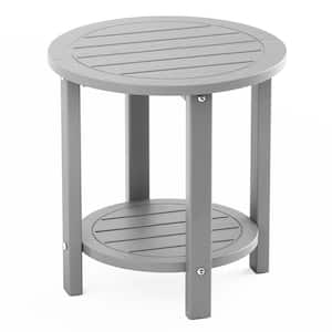 16.9 in. H Gray Round Double Layer Plastic Adirondack Outdoor Side Table