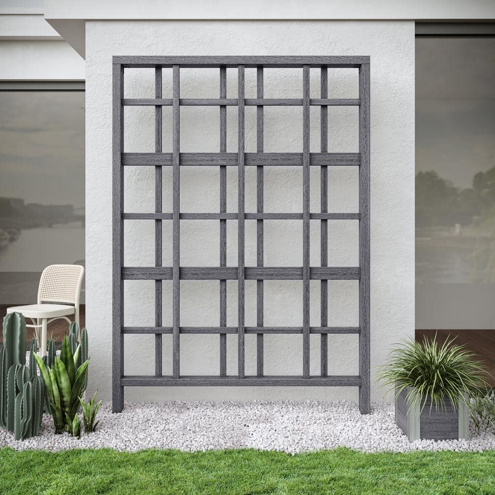 84'' Slate Gray Vinyl Lattice Panel Trellis